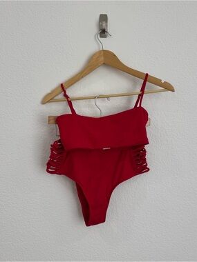 l*space Vibrant Red Swimwear Top and Bottom High Waisted